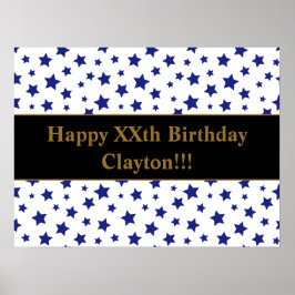 Blue Stars mit Message Birthday Poster