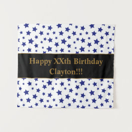 Blue Stars mit Message Birthday Tapestes Wandteppich
