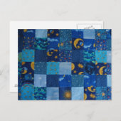 Blue Stars Patchwork Postkarte (Vorne/Hinten)