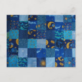 Blue Stars Patchwork Postkarte (Vorderseite)