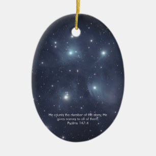 Blue Stars Psalms Scripture Keramik Ornament