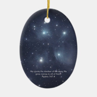 Blue Stars Psalms Scripture Keramik Ornament
