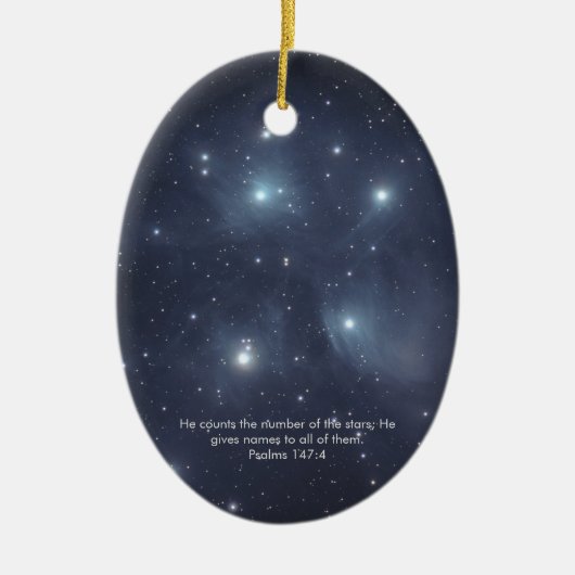 Blue Stars Psalms Scripture Keramik Ornament (Vorne)