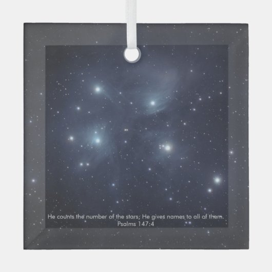 Blue Stars Psalms Scripture Ornament Aus Glas (Vorderseite)