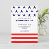 Blue Stars Red Stripes 4. Juli Einladungen (Stehend Vorderseite)