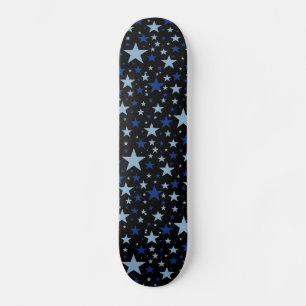 Blue Stars Skateboard, schwarzer Hintergrund Skateboard