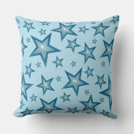 Blue Stars 'Text' Quadrat hellblau hinten Kissen