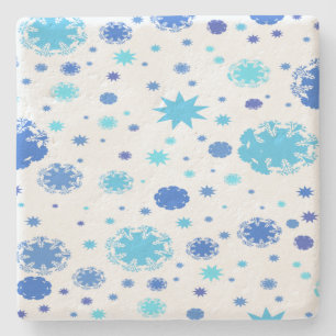 Blue Stars und Schneeflocken Weihnachten Steinuntersetzer