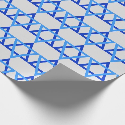 Blue Stars von David Happy Hanukkah Wrapping Paper Geschenkpapier (Ecke)