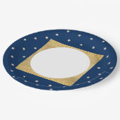 Blue Stars Weihnachts-Party Pappteller (Schrägansicht)