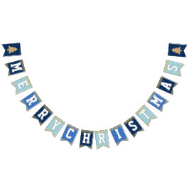 Blue Stars Weihnachts-Party Wimpelkette