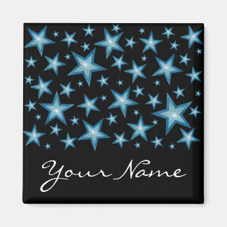 Blue Stars "Your Name" Kühlschrankmagnet schwarz