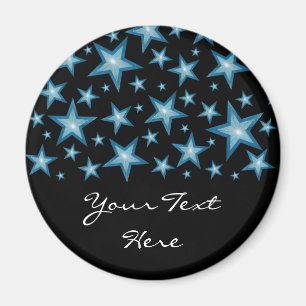 Blue Stars "Your Text" Kühlschrankmagnet schwarz