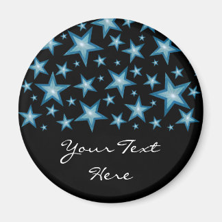 Blue Stars "Your Text" Kühlschrankmagnet schwarz