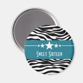 Blue Stars Zebra Print Sweet 16 Magnet (Vorderseite/Rückseite)