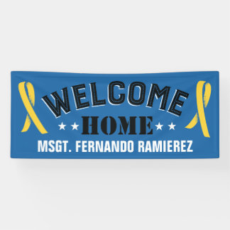 Blue Stationierung Welcome Zuhause Name Yellow Rib Banner