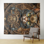 Blue Steampunk Cat AI Art Tapestry Wandteppich (Beispiel (Horizontal))