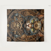 Blue Steampunk Cat AI Art Tapestry Wandteppich (Vorderseite (Horizontal))