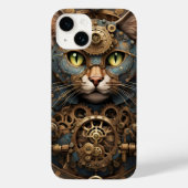 Blue Steampunk Cat KI art Case-Mate iPhone 14 Case (Rückseite)
