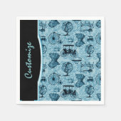 Blue Steampunk Pattern Napkins Serviette (Vorderseite)