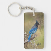 Blue Stellar's Jay Bird Painting Custom Initials Schlüsselanhänger (Vorderseite)