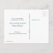 Blue stellt Second Baby Birth Foto Collage vor Ankündigungspostkarte (Rückseite)