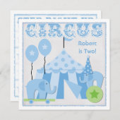 Blue Step Right Up Circus Geburtstag Einladungen (Vorne/Hinten)