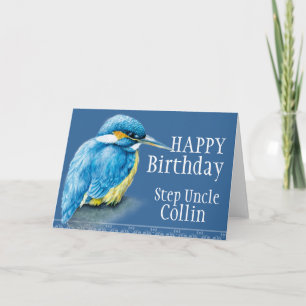 Blue step uncle bird art painted birthday card karte
