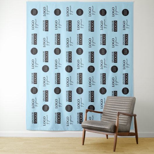 Blue Step und Repeat 3 Company Sponsor-Logos Wandteppich (Beispiel)