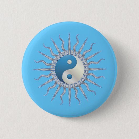 Blue Sternexplosion Yin Yang Button (Vorderseite)
