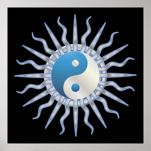 Blue Sternexplosion Yin Yang Poster (Vorne)