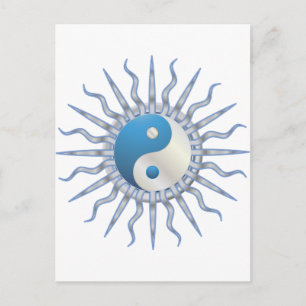 Blue Sternexplosion Yin Yang Postkarte
