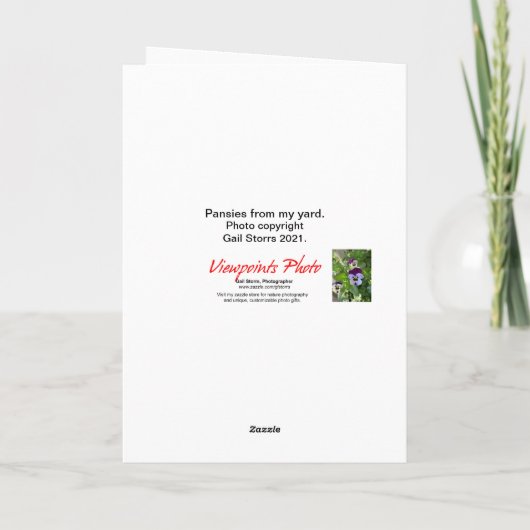 Blue Stiefmütterchen Geburtstagskarte Karte (Rückseite)