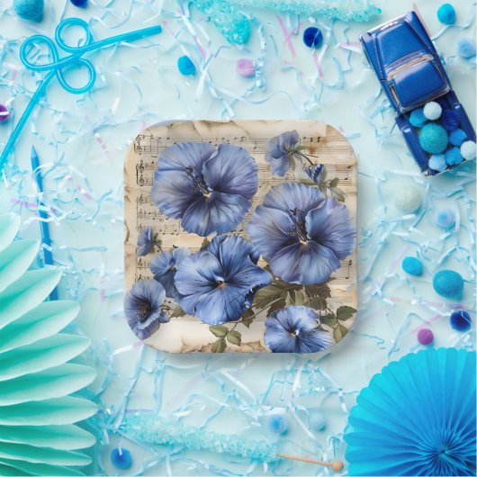 Blue Stiefmütterchens Music Sheet Pappteller (Party)