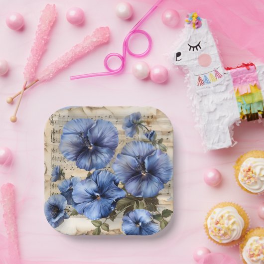 Blue Stiefmütterchens Music Sheet Pappteller (Party)