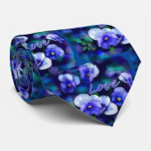 Blue Stiefmütterchens Pansy Blume Floral Aquamarin Krawatte (Gerollt)