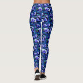 Blue Stiefmütterchens Pansy Blume Floral Aquamarin Leggings (Rückseite)