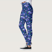 Blue Stiefmütterchens Pansy Blume Floral Aquamarin Leggings (Links)
