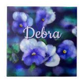 Blue Stiefmütterchens Pansy Blume Floral Personali Fliese (Vorderseite)