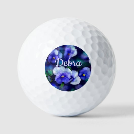 Blue Stiefmütterchens Pansy Blume Floral Personali Golfball (Vorderseite)