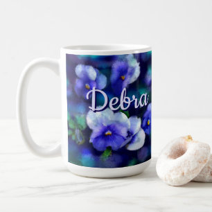 Blue Stiefmütterchens Pansy Blume Floral Personali Kaffeetasse