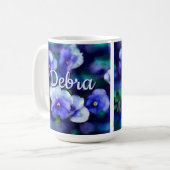 Blue Stiefmütterchens Pansy Blume Floral Personali Kaffeetasse (Vorderseite Links)