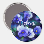Blue Stiefmütterchens Pansy Blume Floral Personali Magnet (Vorderseite/Rückseite)