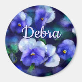 Blue Stiefmütterchens Pansy Blume Floral Personali Magnet (Vorne)