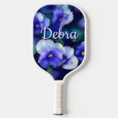 Blue Stiefmütterchens Pansy Blume Floral Personali Pickleball Schläger (Rückseite)