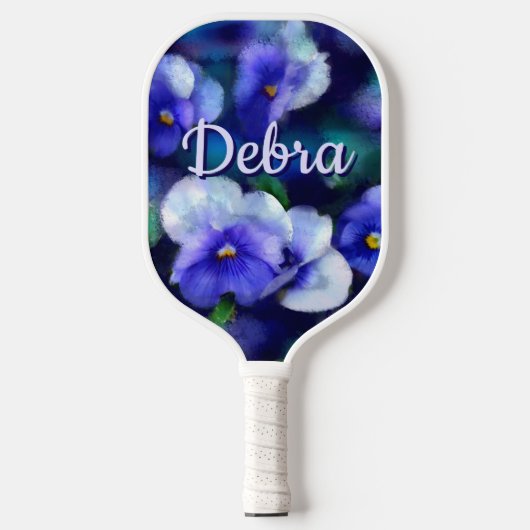 Blue Stiefmütterchens Pansy Blume Floral Personali Pickleball Schläger (Vorderseite)