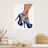 Blue Stiletto Heelse und Legs Poster (Küche)