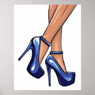 Blue Stiletto Heelse und Legs Poster