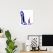Blue Stiletto Shoe and Lipstick Poster (Heimbüro)