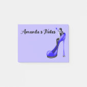 Blue Stiletto Shoe Fashion Diva Notes Post-it Klebezettel (Vorderseite)